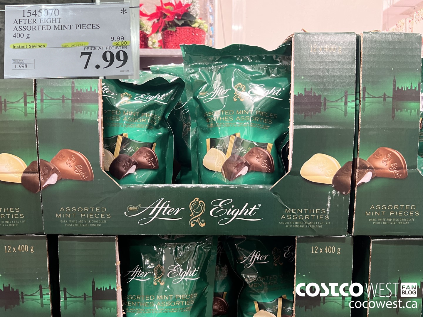 1545070 AFTER EIGHT ASSORTED MINT PIECES 400 g  ($2.00 INSTANT SAVINGS EXPIRES ON 2022-12-11) $7.99