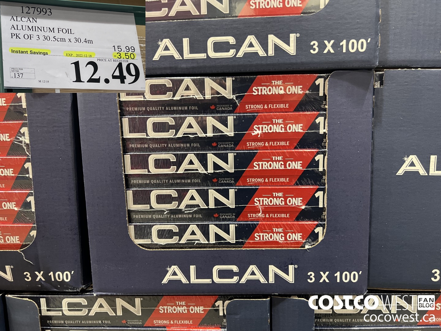 127993 ALCAN ALUMINUM FOIL PK OF 3 30.5cm x 30.4m ($3.50 INSTANT SAVINGS EXPIRES ON 2022-12-18) $12.49