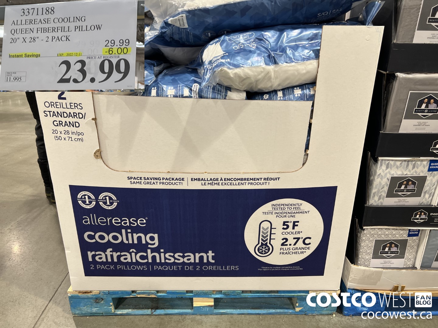 3371188 ALLERASE COOLING QUEEN FIBERFILL PILLOW 20