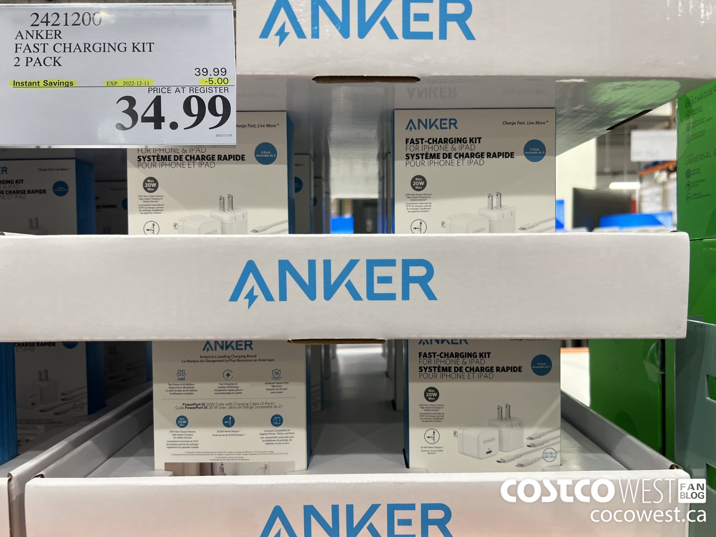 2421200 ANKER FAST CHARGING KIT 2 PACK ($5.00 INSTANT SAVINGS EXPIRES ON 2022-12-11) $34.99