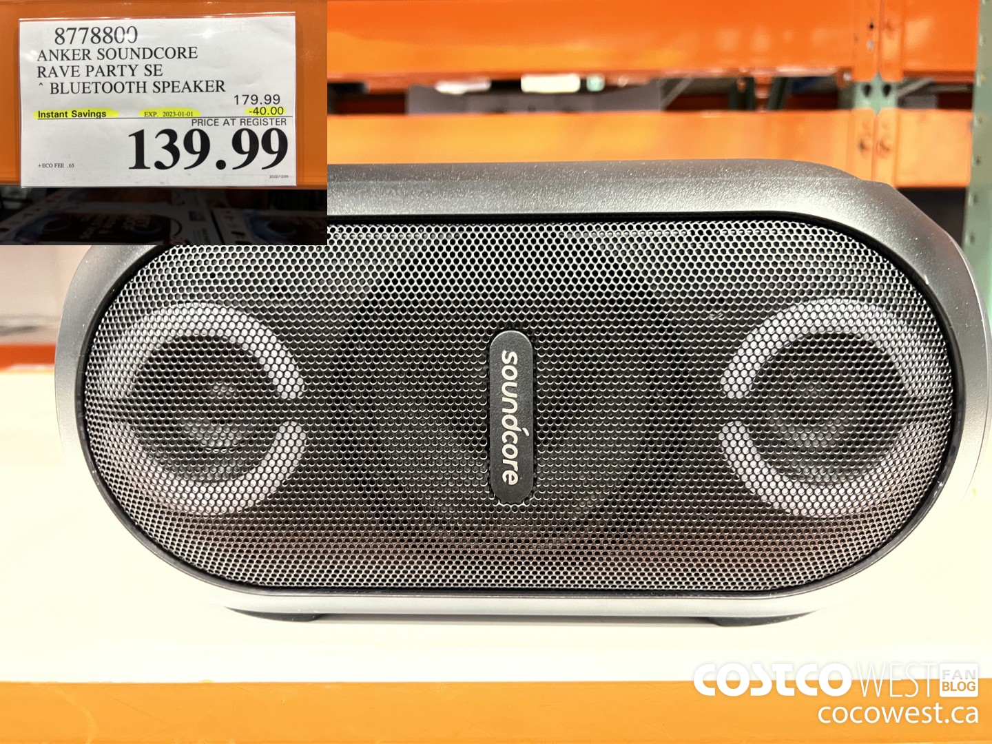 8778800 ANKER SOUNDCORE RAVE PARTY SE BLUETOOTH SPEAKER ($40.00 INSTANT SAVINGS EXPIRES ON 2023-01-01) $139.99