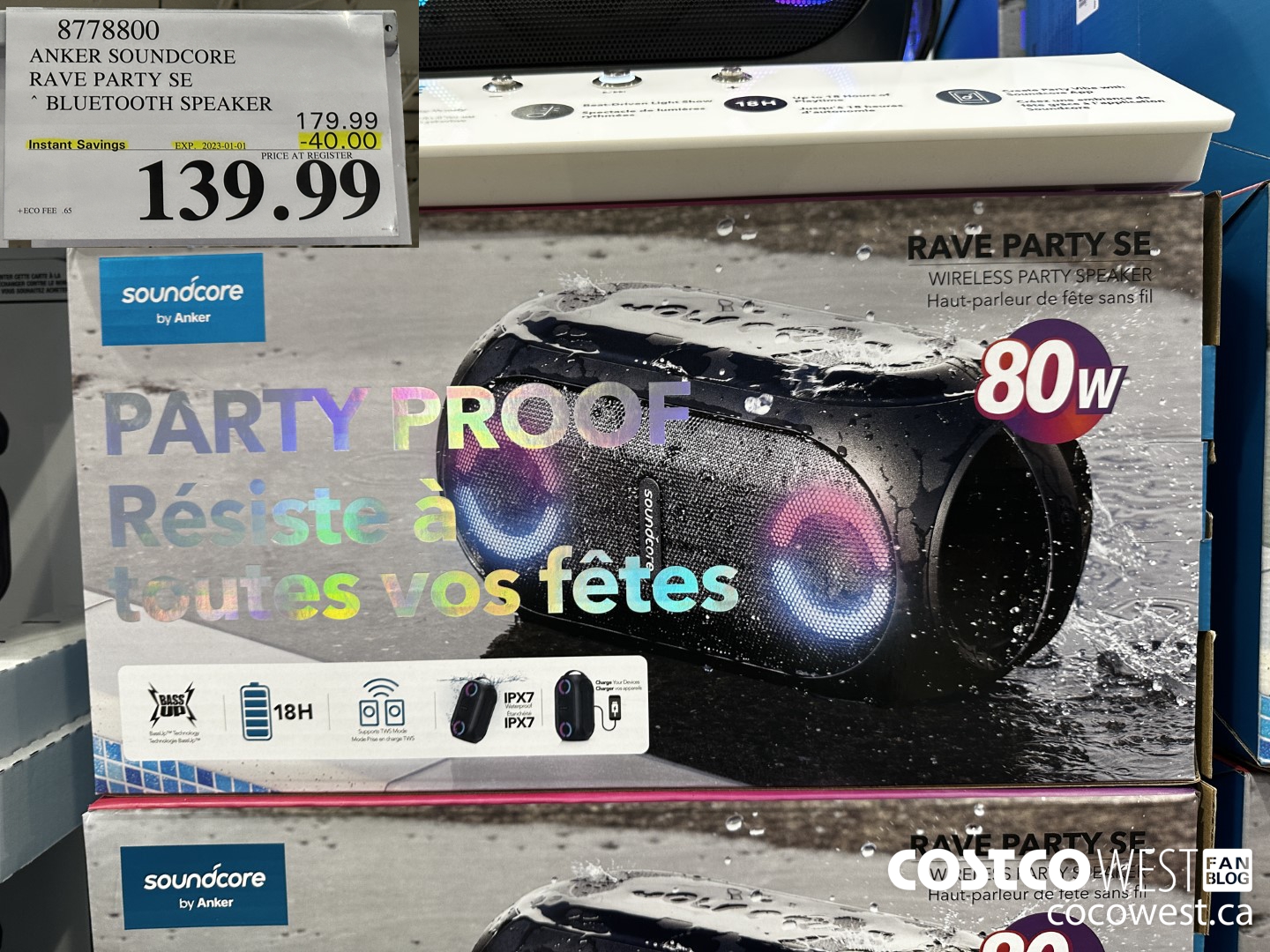 8778800 ANKER SOUNDCORE RAVE PARTY SE BLUETOOTH SPEAKER ($40.00 INSTANT SAVINGS EXPIRES ON 2023-01-01) $139.99