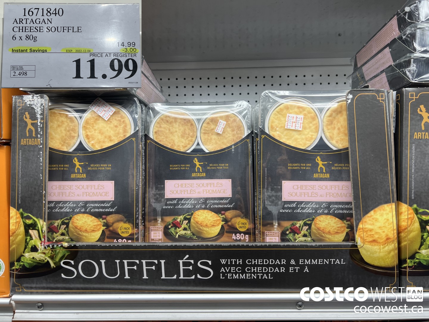 1671840 ARTAGAN CHEESE SOUFFLE 6 X 80G ($3.00 INSTANT SAVINGS EXPIRES ON 2022-12-04) $11.99