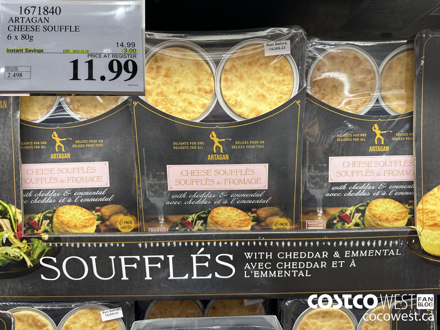 1671840 ARTAGAN CHEESE SOUFFLE 6 X 80G ($3.00 INSTANT SAVINGS EXPIRES ON 2022-12-18) $11.99
