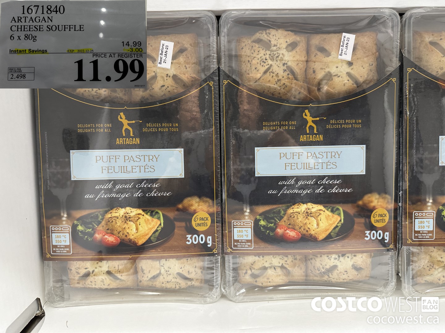 1671840 ARTAGAN CHEESE SOUFFLE 6 X 80G ($3.00 INSTANT SAVINGS EXPIRES ON 2022-12-25) $11.99