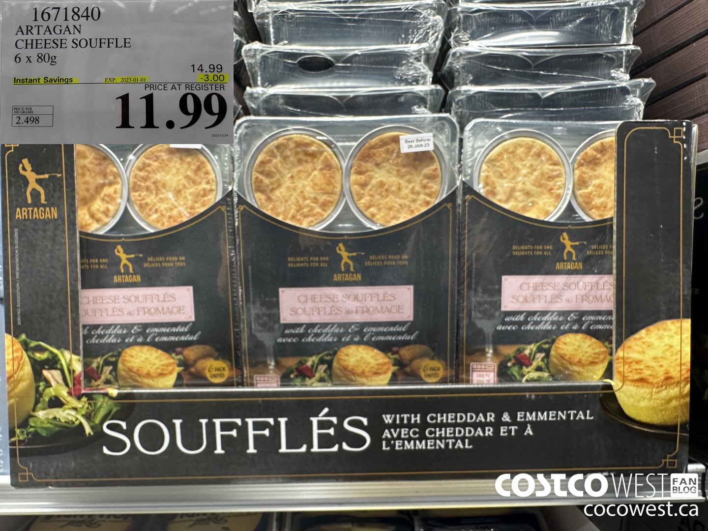 1671840 ARTAGAN CHEESE SOUFFLE 6 X 80G ($3.00 INSTANT SAVINGS EXPIRES ON 2023-01-01) $11.99