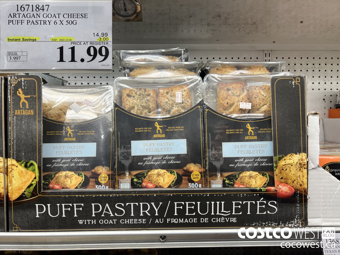 1671847 ARTAGAN GOAT CHEESE PUFF PASTRY 6 X 50G ($3.00 INSTANT SAVINGS EXPIRES ON 2022-12-04) $11.99