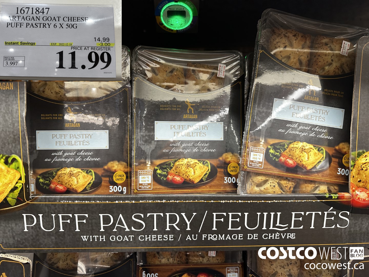 1671847 ARTAGAN GOAT CHEESE PUFF PASTRY 6 X 50G ($3.00 INSTANT SAVINGS EXPIRES ON 2022-12-18) $11.99