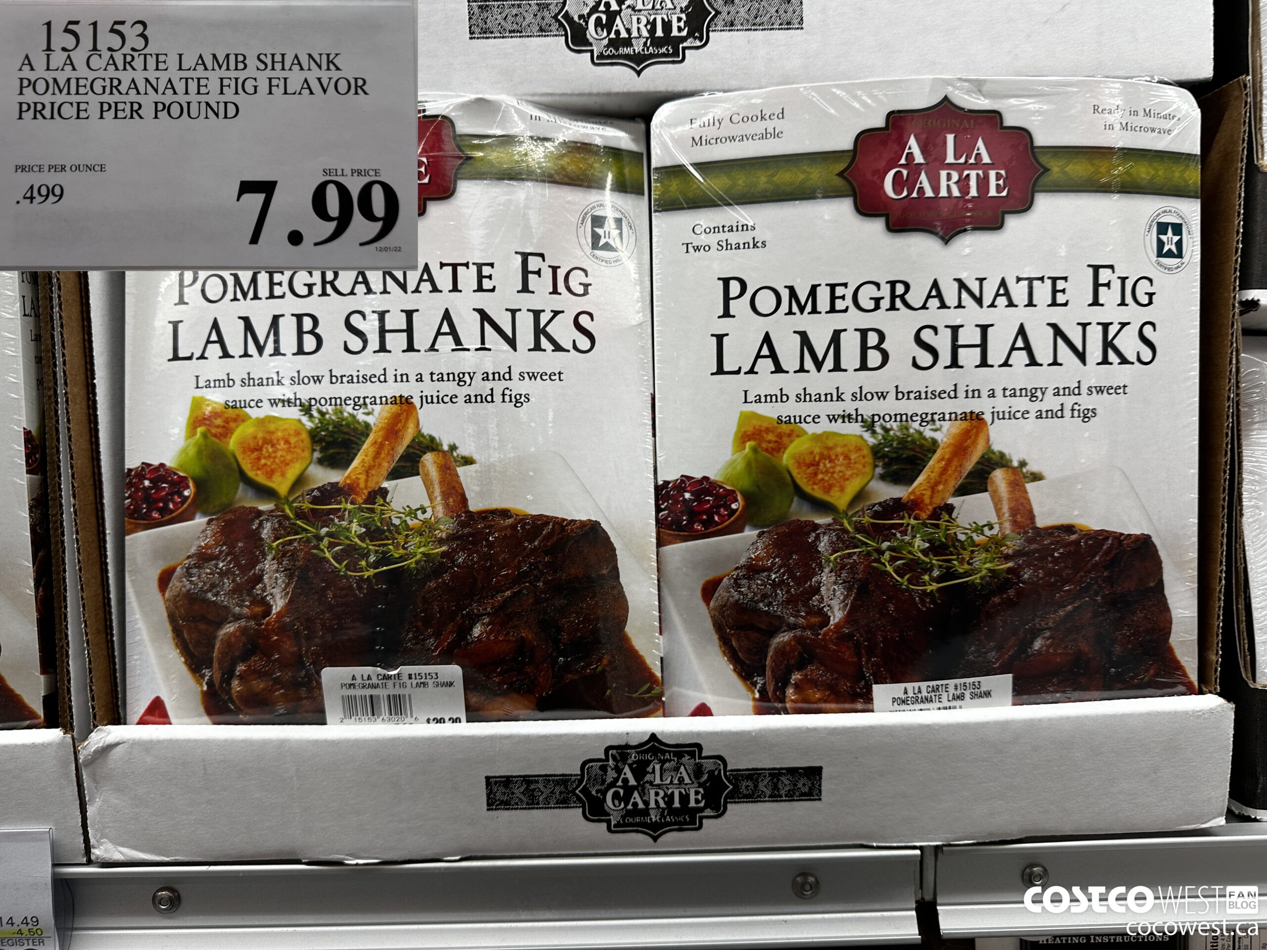 15153 A LA CARTE LAMB SHANK POMEGRANATE FIG FLAVOR PRICE PER POUND $7.99