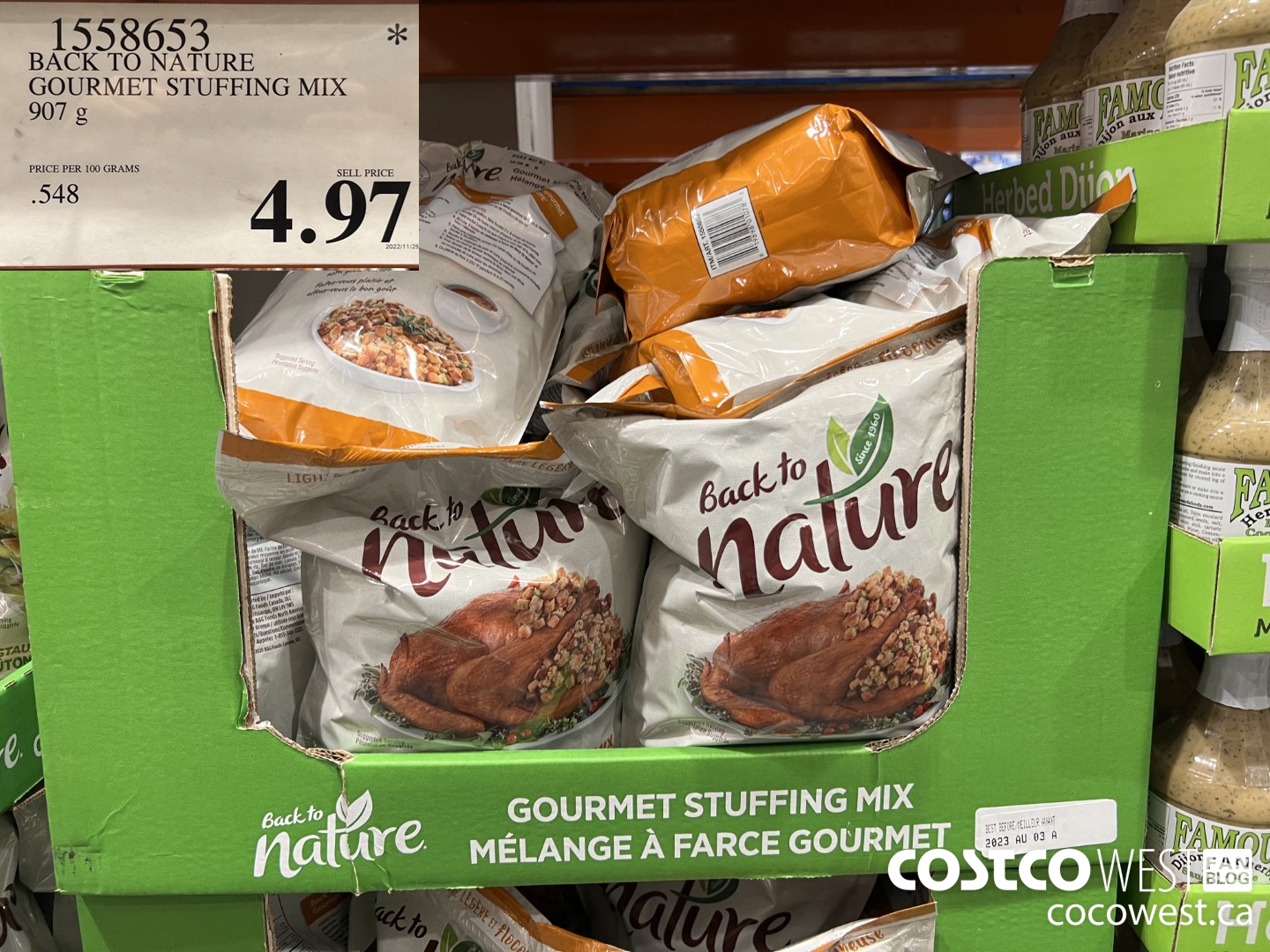 1558653 BACK TO NATURE GOURMET STUFFING MIX 907 g $4.97