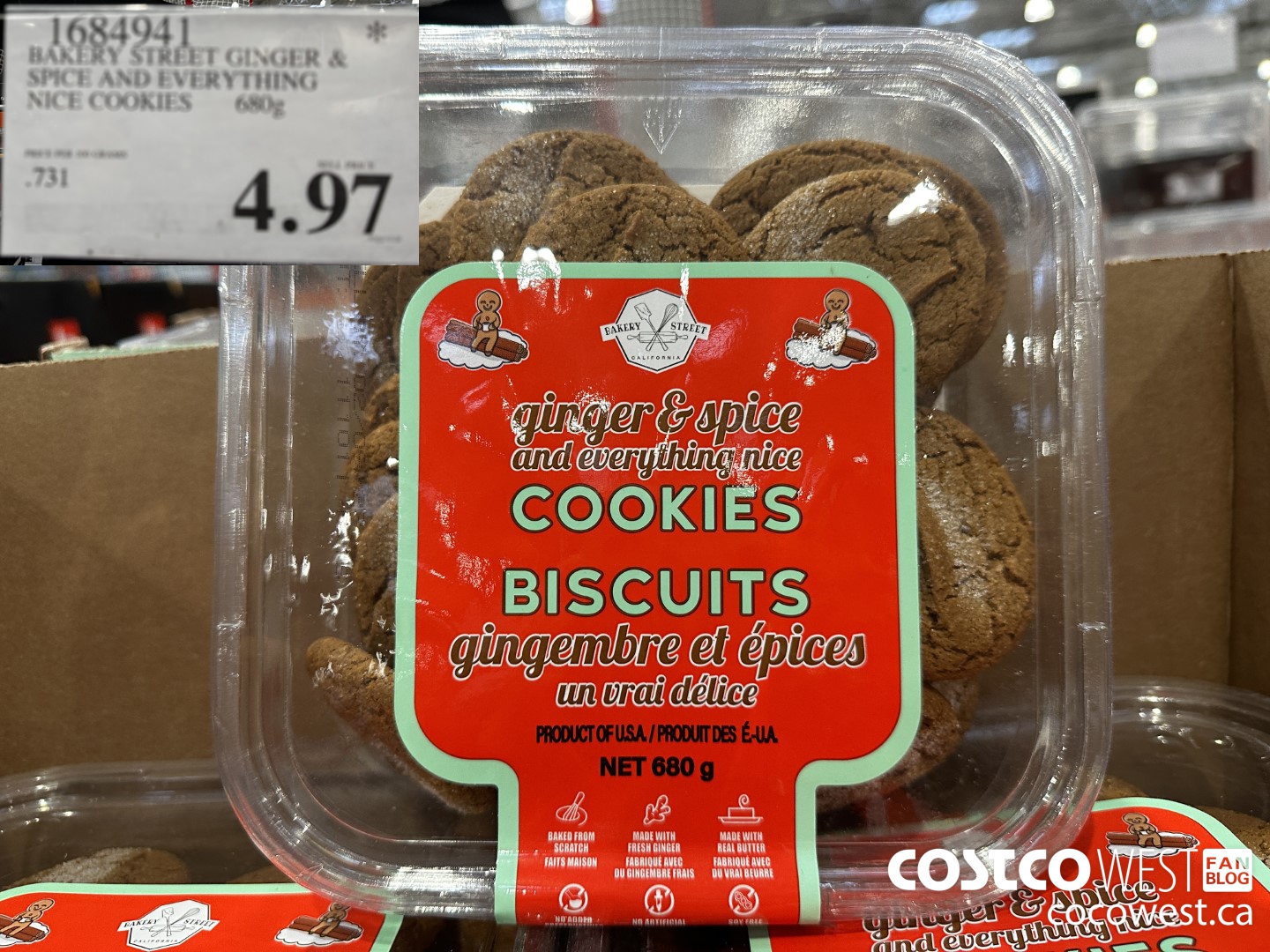 1684941 BAKERY STREET GINGER & SPICE AND EVERYTHING NICE COOKIES 680G $4.97