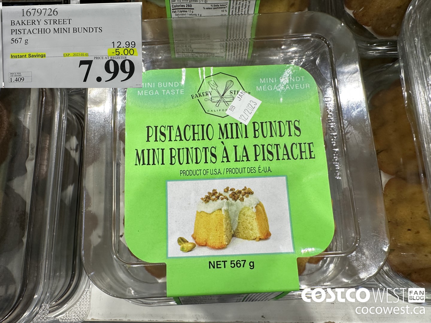 1679726 BAKERY STREET PISTACHIO MINI BUNDTS 567 G ($5.00 INSTANT SAVINGS EXPIRES ON 2023-01-01) $7.99