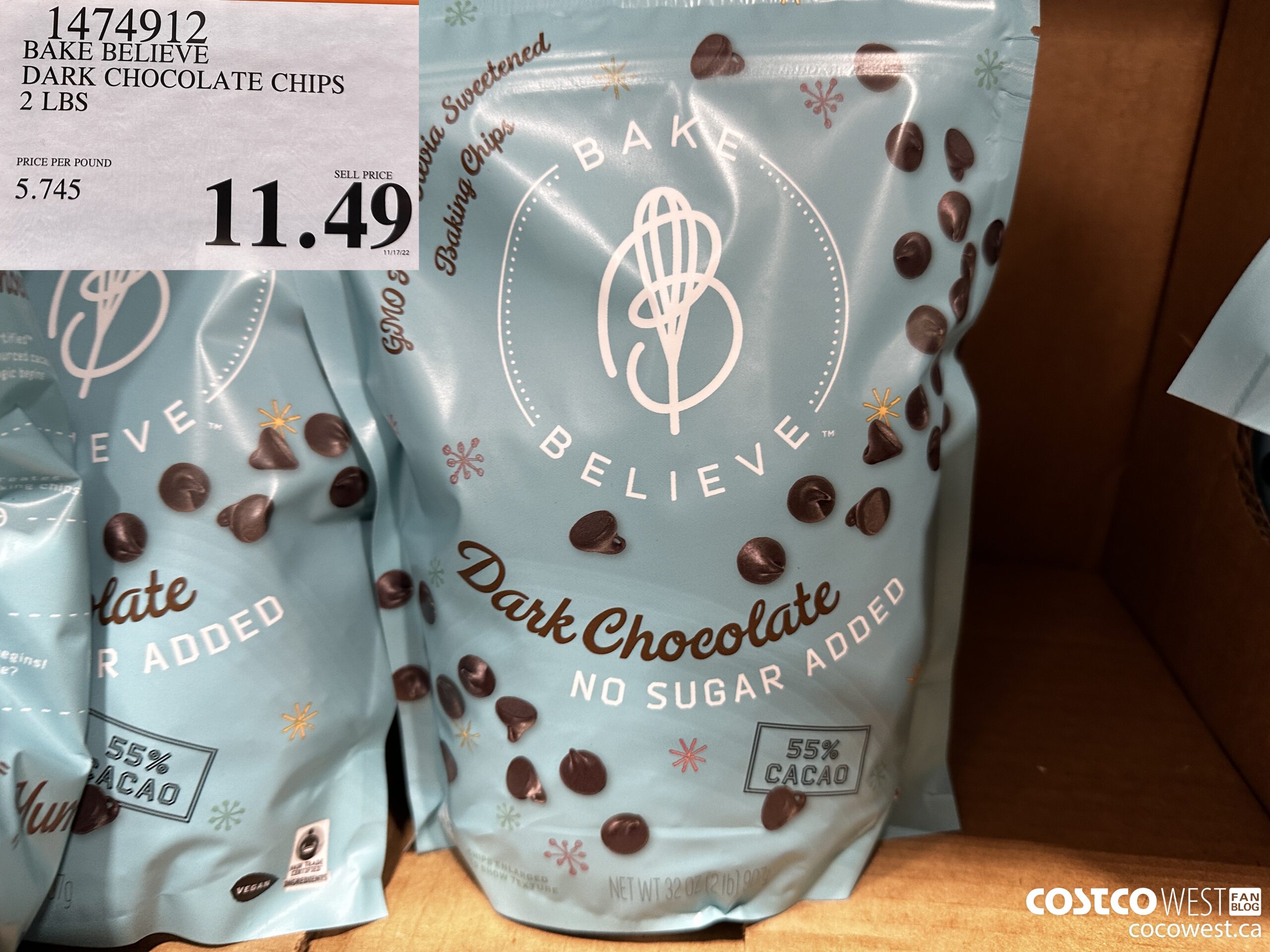 1474912 BAKE BELIEVE DARK CHOCOLATE CHIPS 2 LBS $11.49