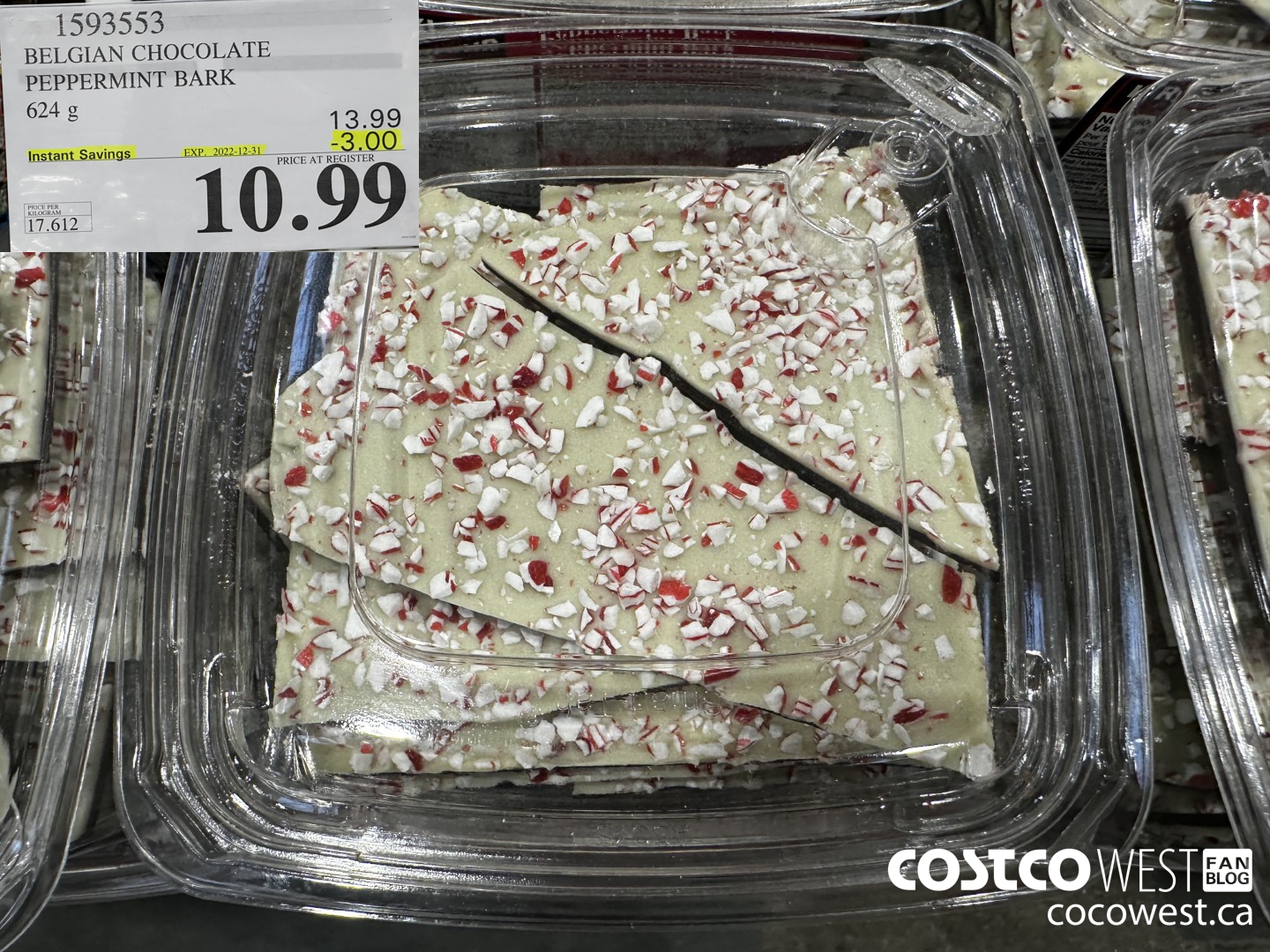 1593553 BELGIAN CHOCOLATE PEPPERMINT BARK 624 g ($3.00 INSTANT SAVINGS EXPIRES ON 2022-12-31) $10.99