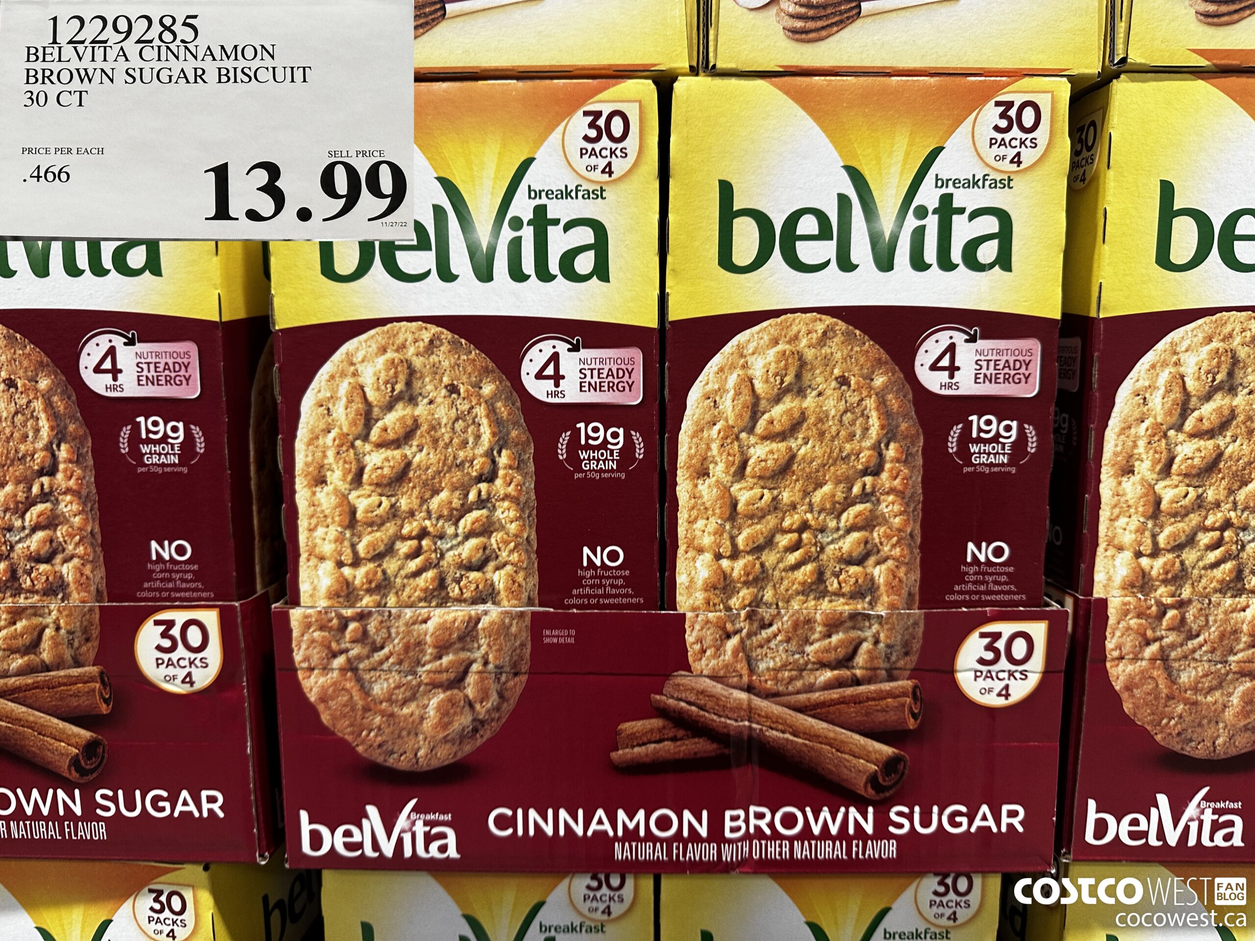1229285 BELVITA CINNAMON BROWN SUGAR BISCUIT 30 CT $13.99