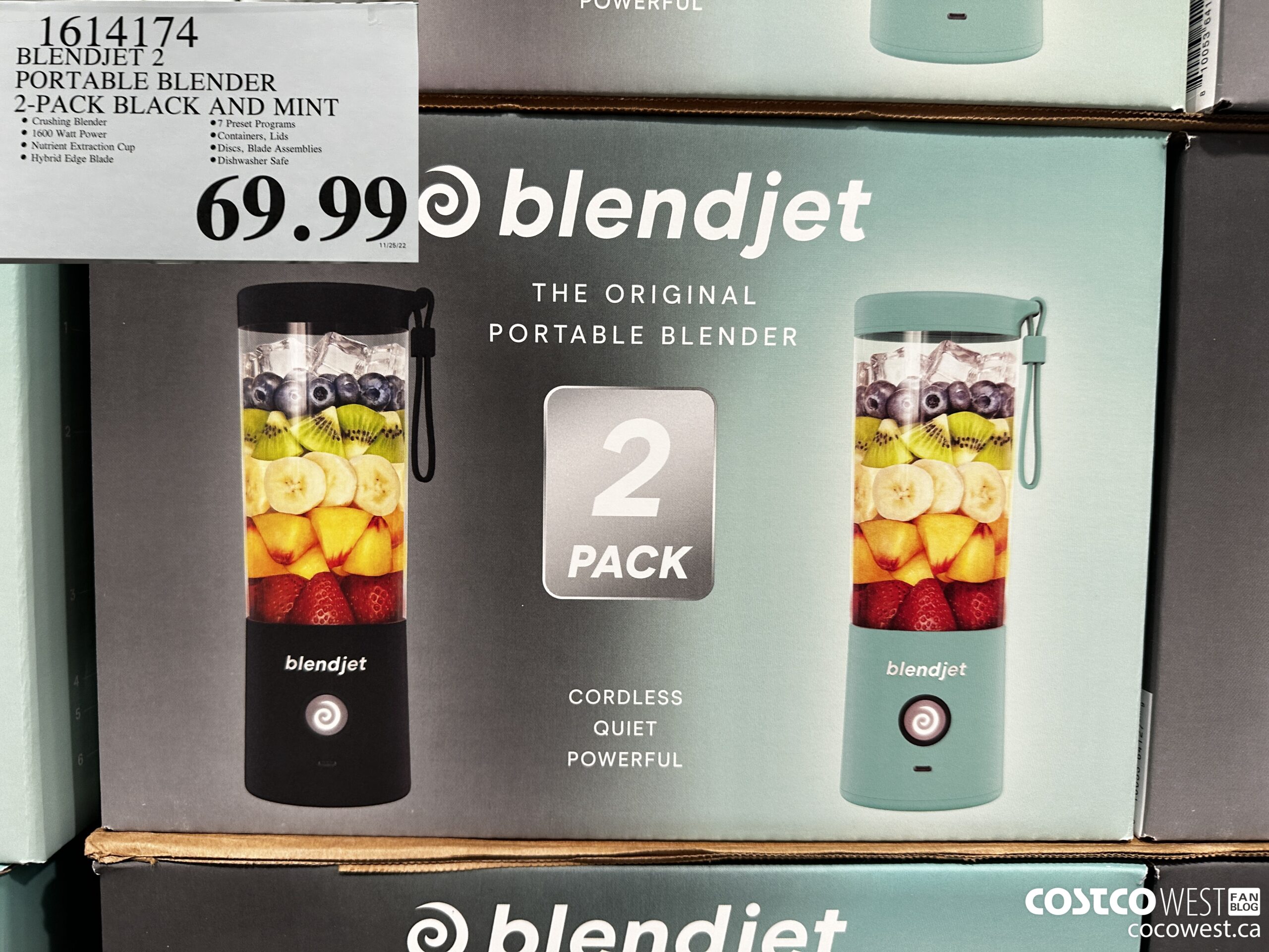 1614174 BLENDJET 2 PORTABLE BLENDER 2-PACK BLACK AND MINT $69.99