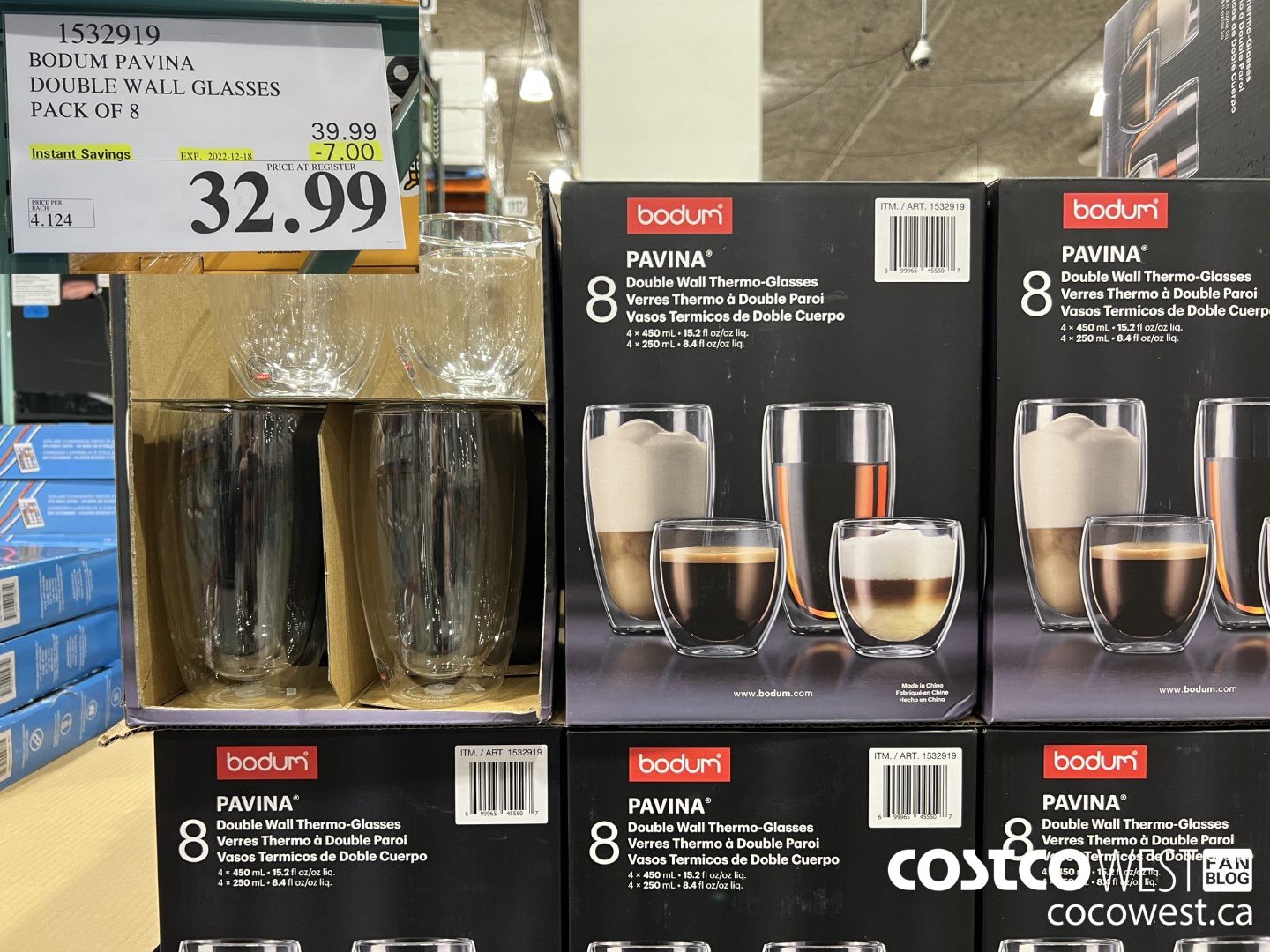 1532919 BODUM PAVINA DOUBLE WALL GLASSES PACK OF 8 ($7.00 INSTANT SAVINGS EXPIRES ON 2022-12-18) $32.99
