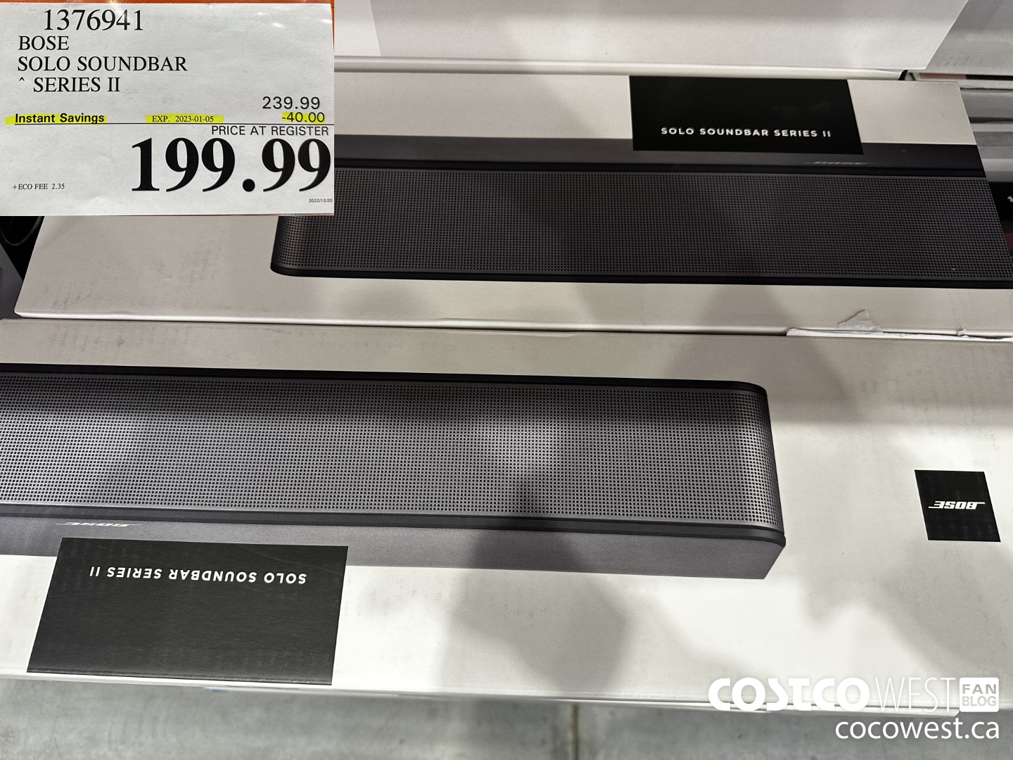 1376941 BOSE SOLO SOUNDBAR SERIES Il ($40.00 INSTANT SAVINGS EXPIRES ON 2023-01-05) $199.99