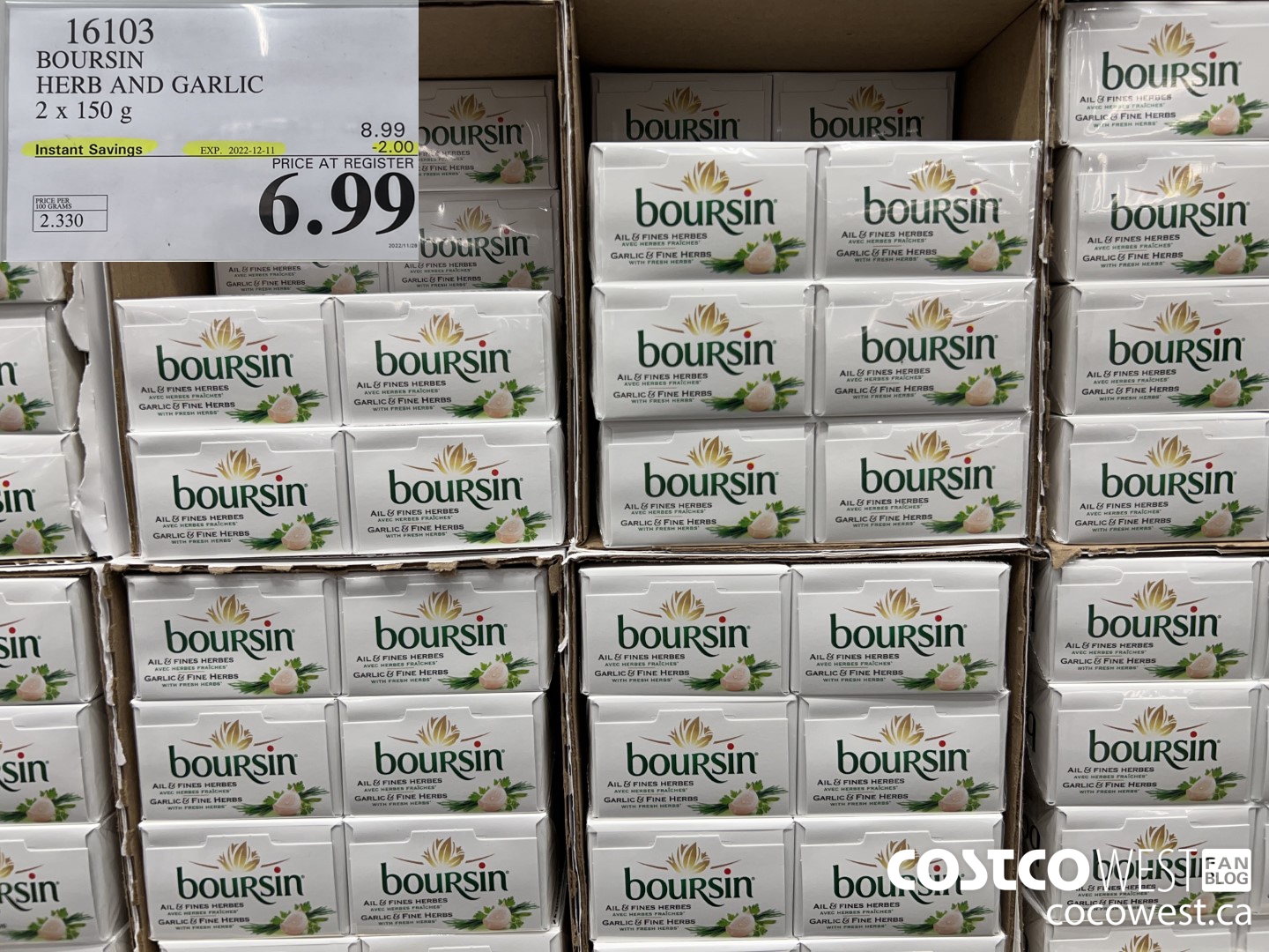16103 BOURSIN HERB AND GARLIC 2 x 150 g ($2.00 INSTANT SAVINGS EXPIRES ON 2022-12-11) $6.99