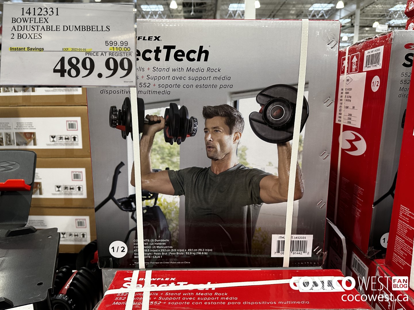 1412331 BOWFLEX ADJUSTABLE DUMBBELLS 2 BOXES ($110.00 INSTANT SAVINGS EXPIRES ON 2023-01-01) $489.99