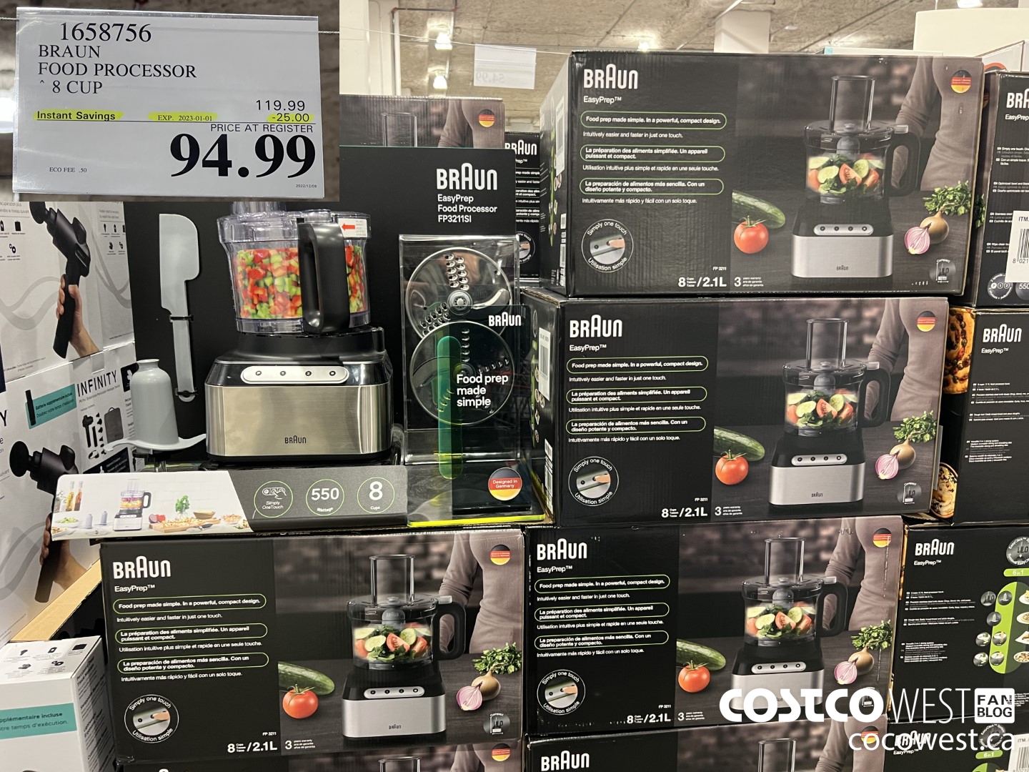 1658756 BRAUN 8 CUP FOOD PROCESSOR ($25.00 INSTANT SAVINGS EXPIRES ON 2023-01-01) $94.99