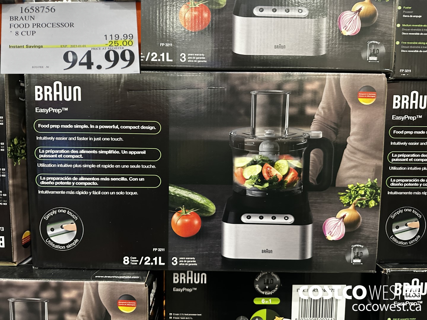 1658756 BRAUN 8 CUP FOOD PROCESSOR ($25.00 INSTANT SAVINGS EXPIRES ON 2023-01-01) $94.99