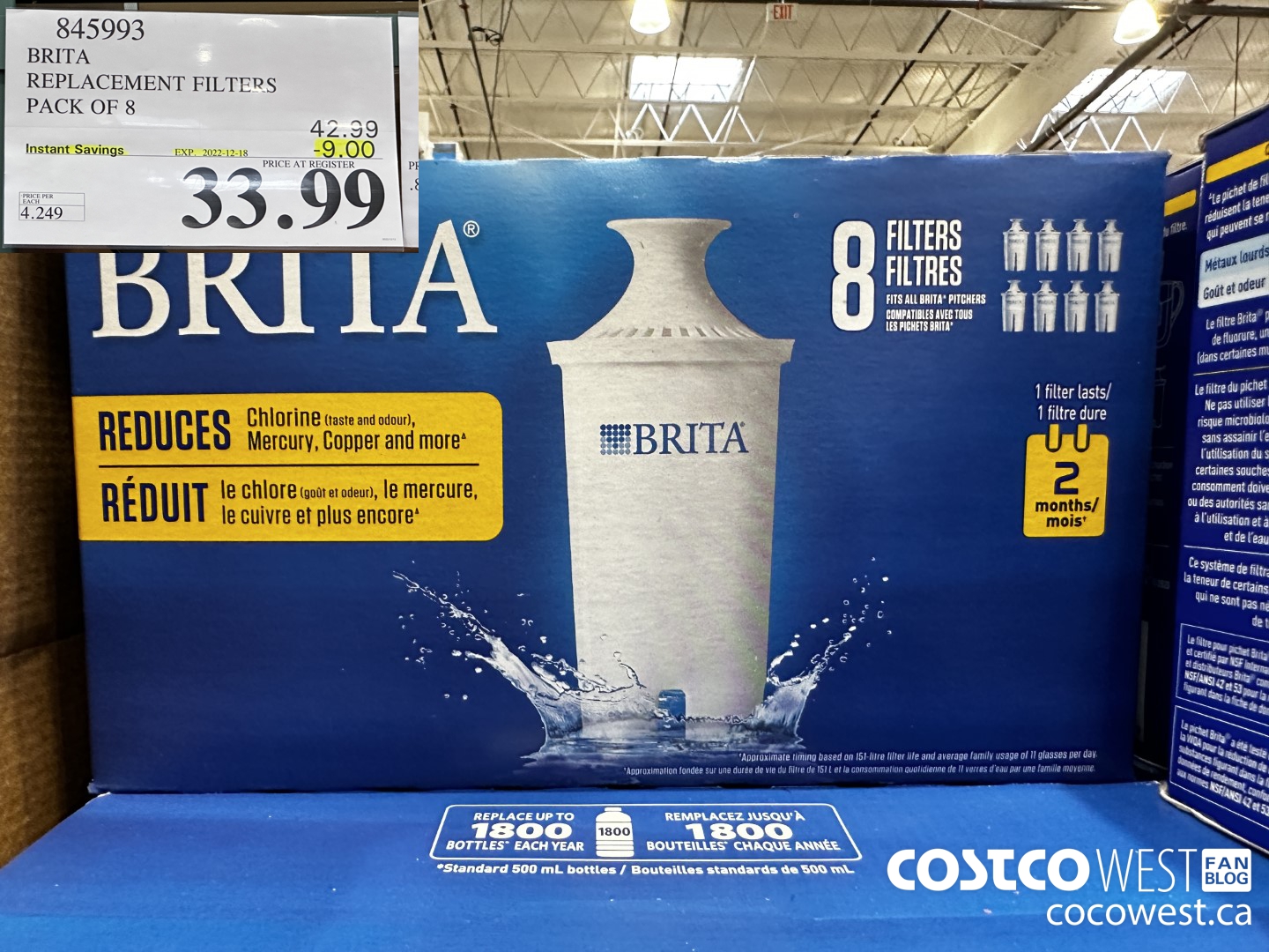 845993 BRITA REPLACEMENT FILTERS PACK OF 8 ($9.00 INSTANT SAVINGS EXPIRES ON 2022-12-18) $33.99