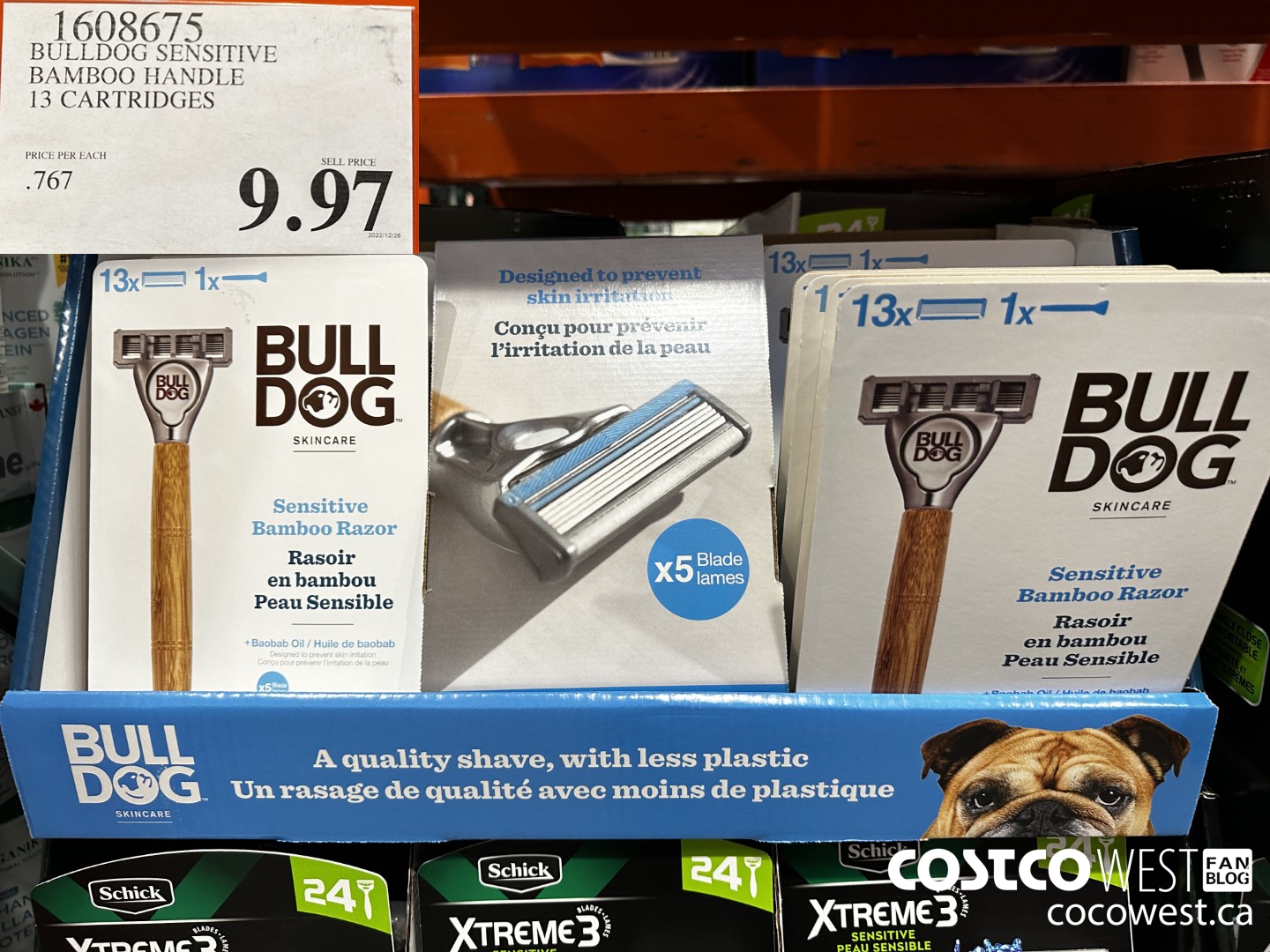 1608675 BULLDOG SENSITIVE BAMBOO HANDLE 13 CARTRIDGES $9.97