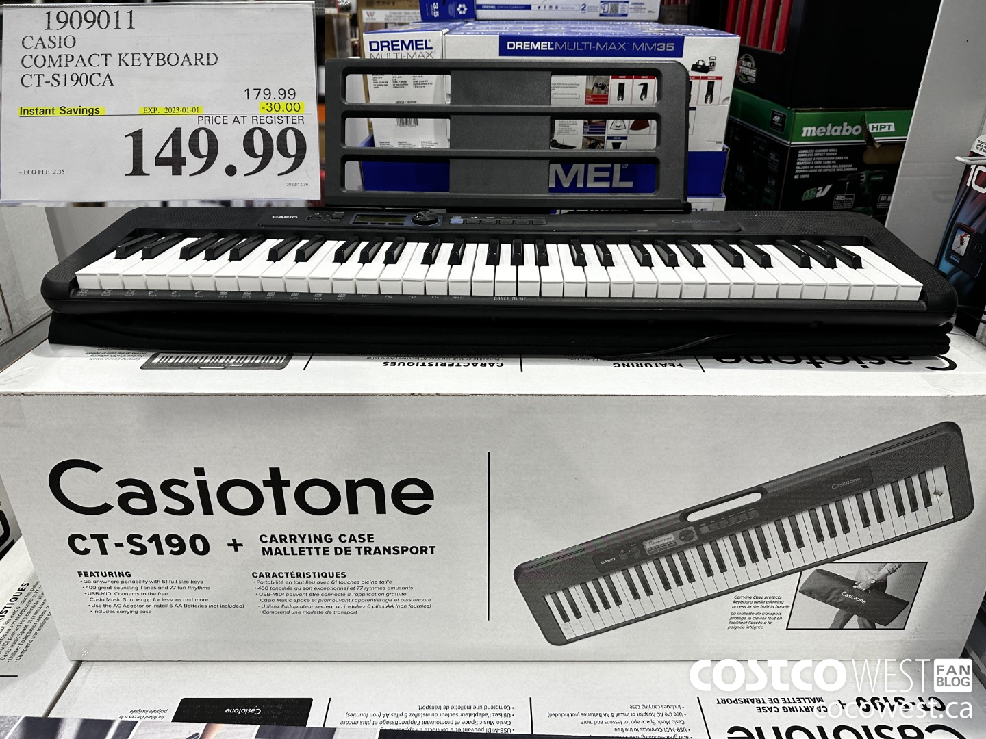 1909011 CASIO COMPACT KEYBOARD CT-S190CA ($30.00 INSTANT SAVINGS EXPIRES ON 2023-01-01) $149.99
