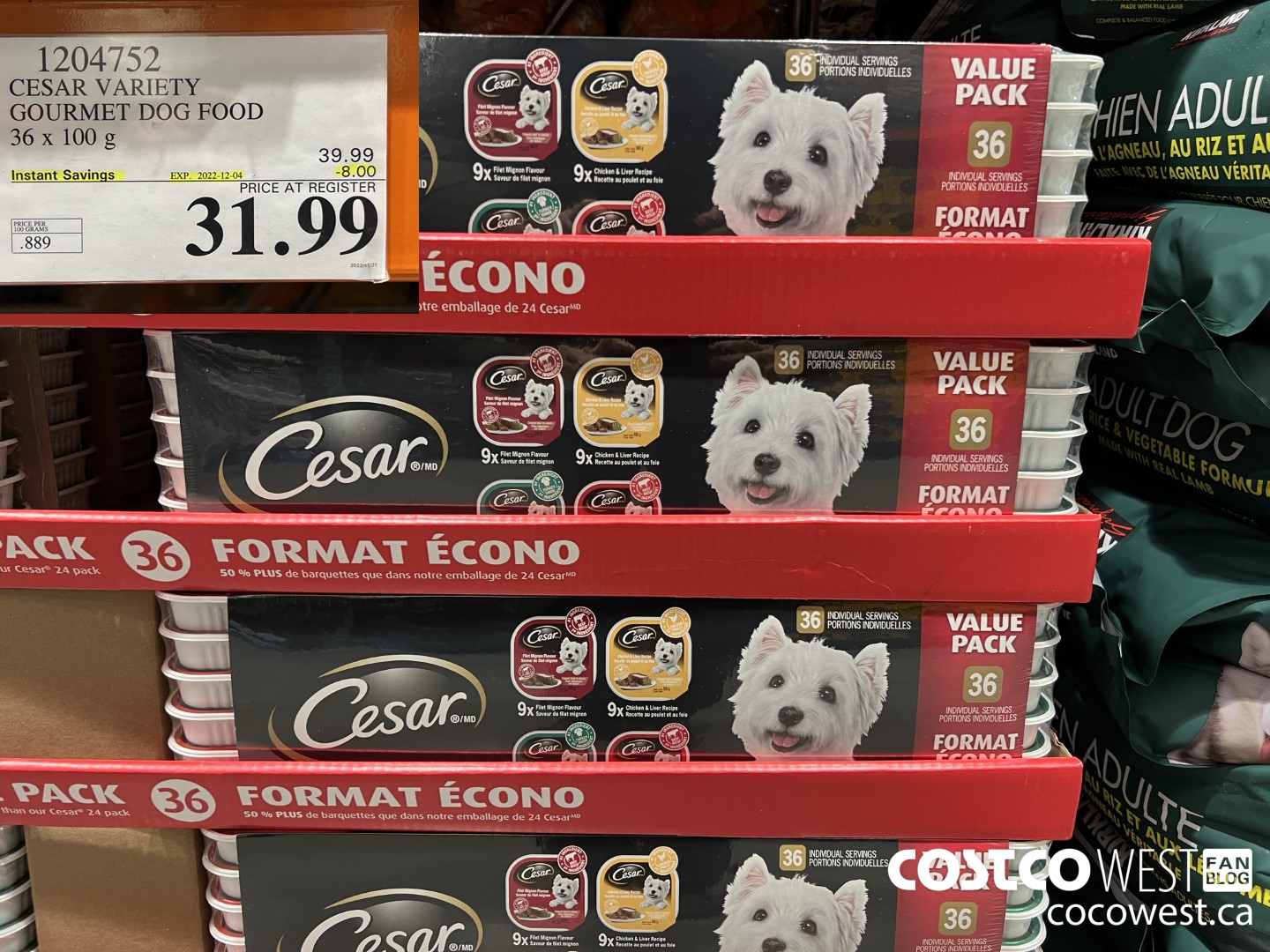 1204752 CESAR VARIETY GOURMET DOG FOOD 36 x 100 g ($8.00 INSTANT SAVINGS EXPIRES ON 2022-12-04) $31.99