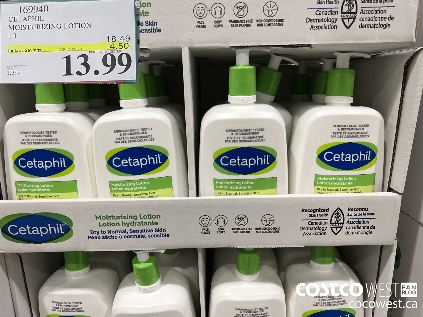 169940 CETAPHIL MOISTURIZING LOTION 1L ($4.50 INSTANT SAVINGS EXPIRES ON 2022-12-11) $13.99
