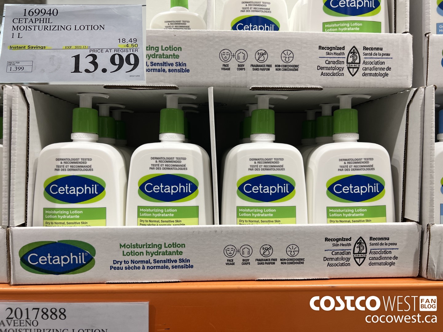 169940 CETAPHIL MOISTURIZING LOTION 1L ($4.50 INSTANT SAVINGS EXPIRES ON 2022-12-11) $13.99