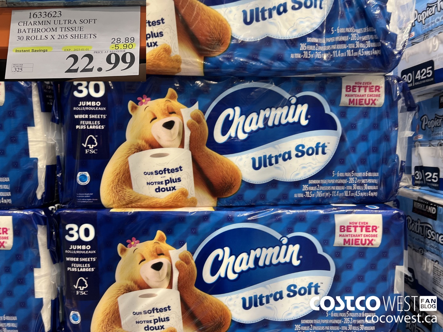 1633623 CHARMIN ULTRA SOFT BATHROOM TISSUE 30 ROLLS X 205 SHEETS ($5.90 INSTANT SAVINGS EXPIRES ON 2023-01-01) $22.99