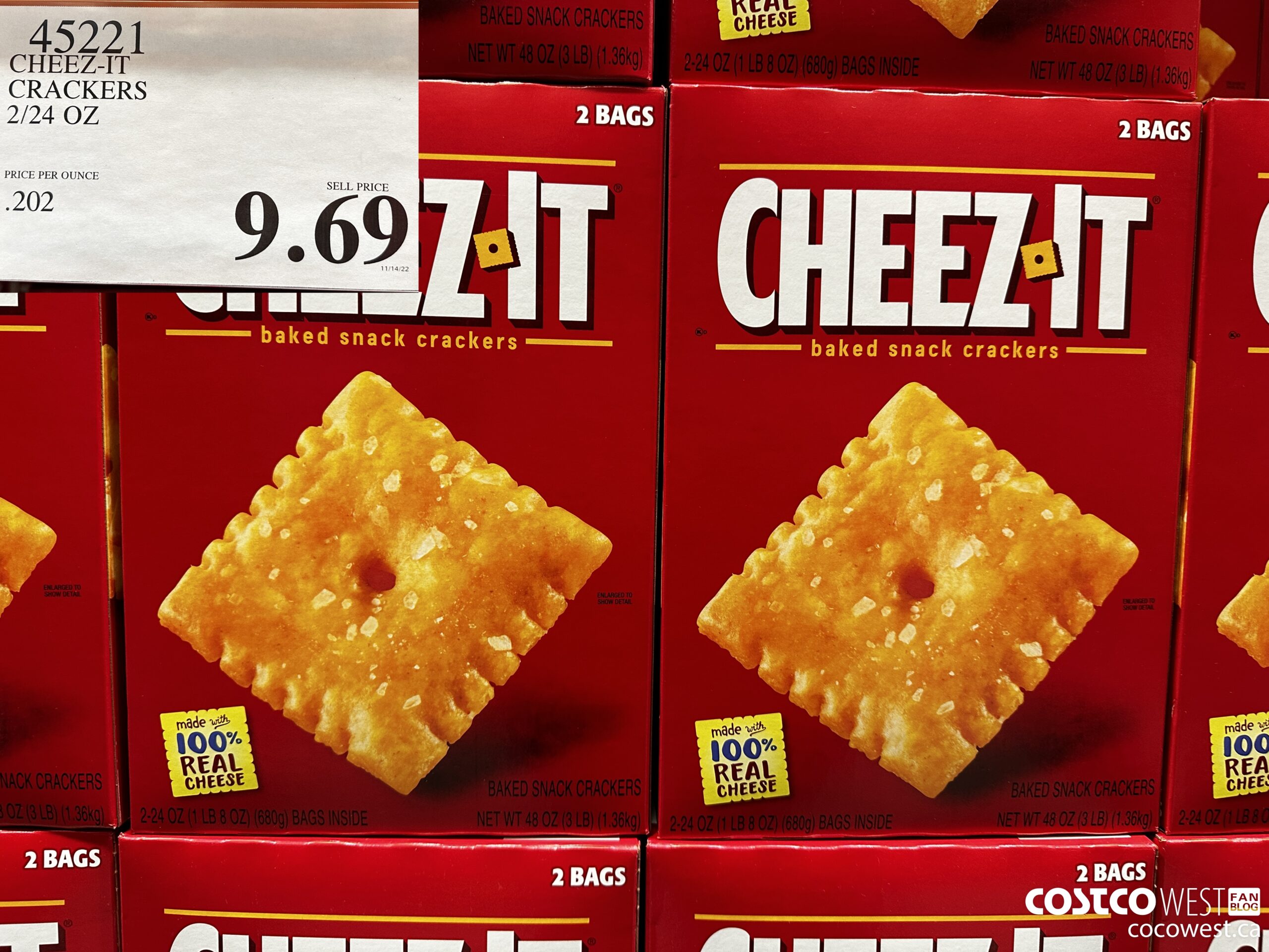 45221 CHEEZ-IT CRACKERS 2/24 OZ $9.69