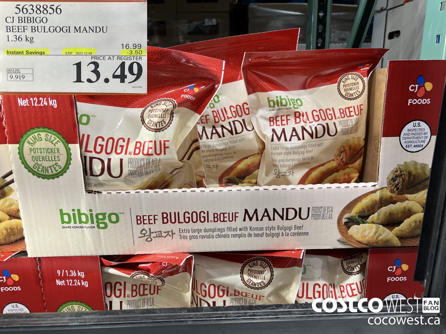 5638856 CJ BIBIGO BEEF BULGOGI MANDU 1.36 kg ($3.50 INSTANT SAVINGS EXPIRES ON 2022-12-04) $13.49