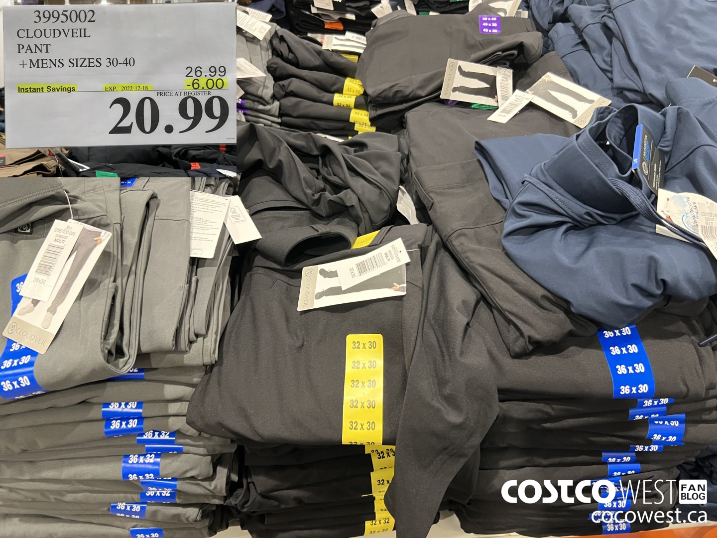 3995002 CLOUDVEIL PANT MENS SIZES 30-40 ($6.00 INSTANT SAVINGS EXPIRES ON 2022-12-18) $20.99