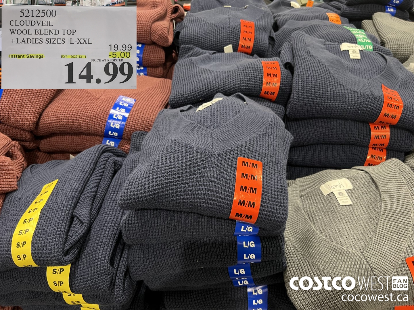 5212500 CLOUDVEIL WOOL BLEND TOP LADIES SIZES L-XXL ($5.00 INSTANT SAVINGS EXPIRES ON 2022-12-11) $14.99