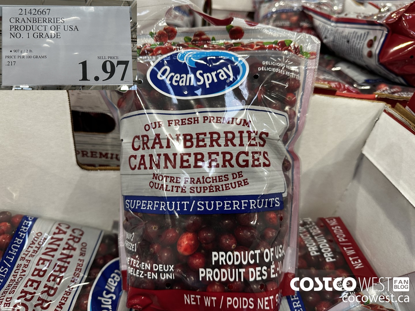 2142667 CRANBERRIES PRODUCT OF USA NO. 1 GRADE $1.97