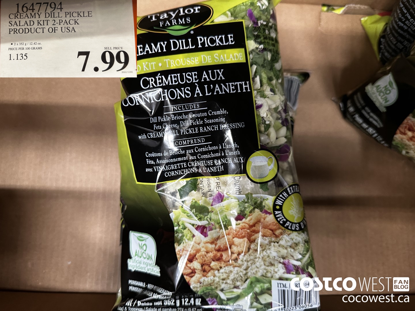 1647794 CREAMY DILL PICKLE SALAD KIT 2-PACK PRODUCT OF USA $7.99