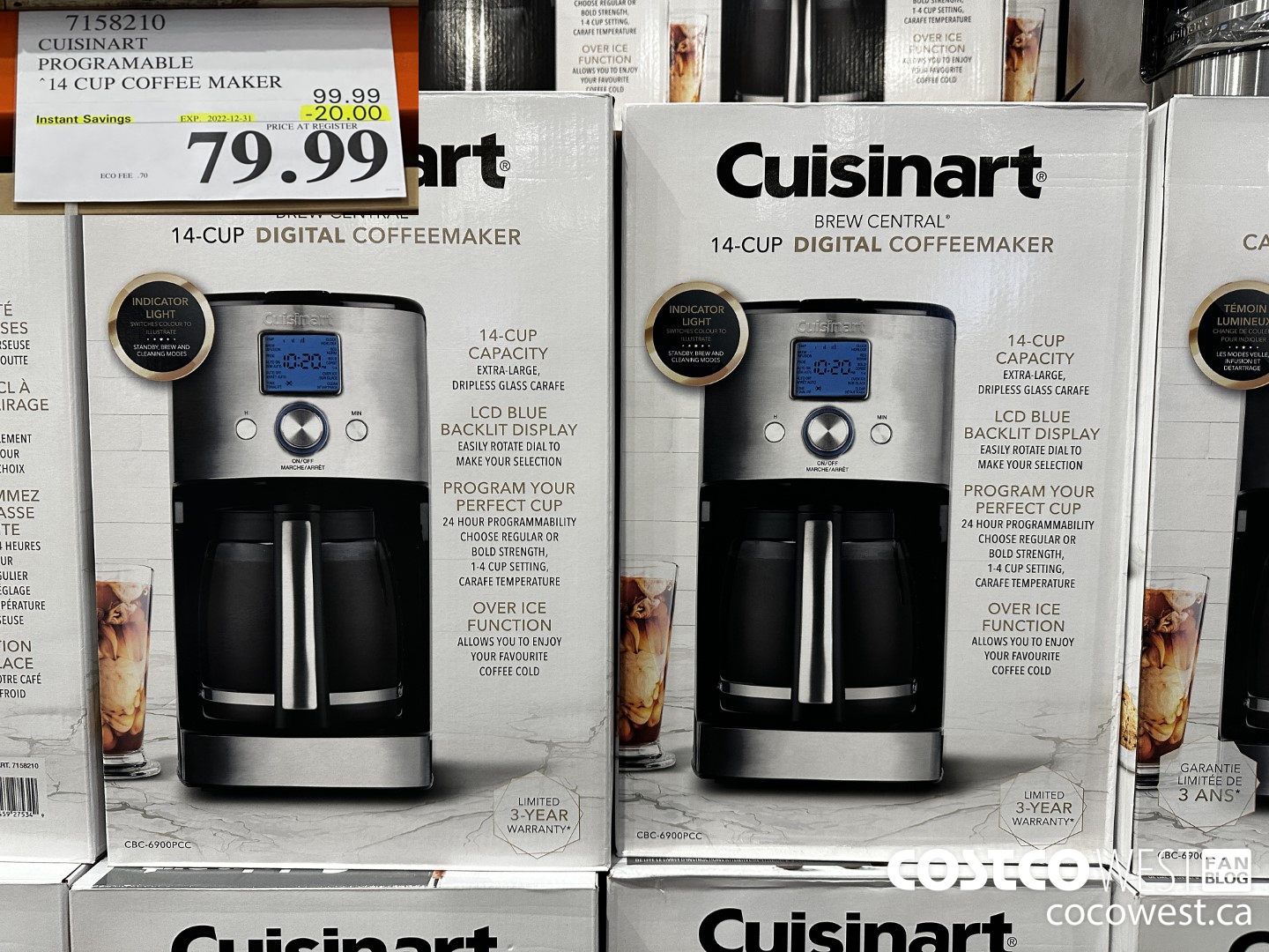 7158210 CUISINART PROGRAMABLE 14 CUP COFFEE MAKER ($20.00 INSTANT SAVINGS EXPIRES ON 2022-12-31) $79.99