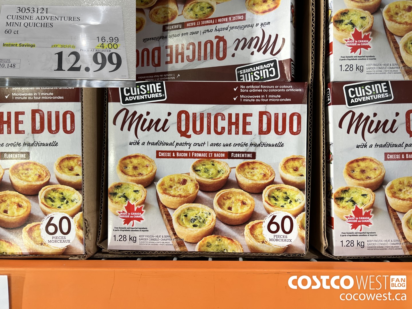3053121 CUISINE ADVENTURES MINI QUICHES 60 CT ($4.00 INSTANT SAVINGS EXPIRES ON 2023-01-01) $12.99