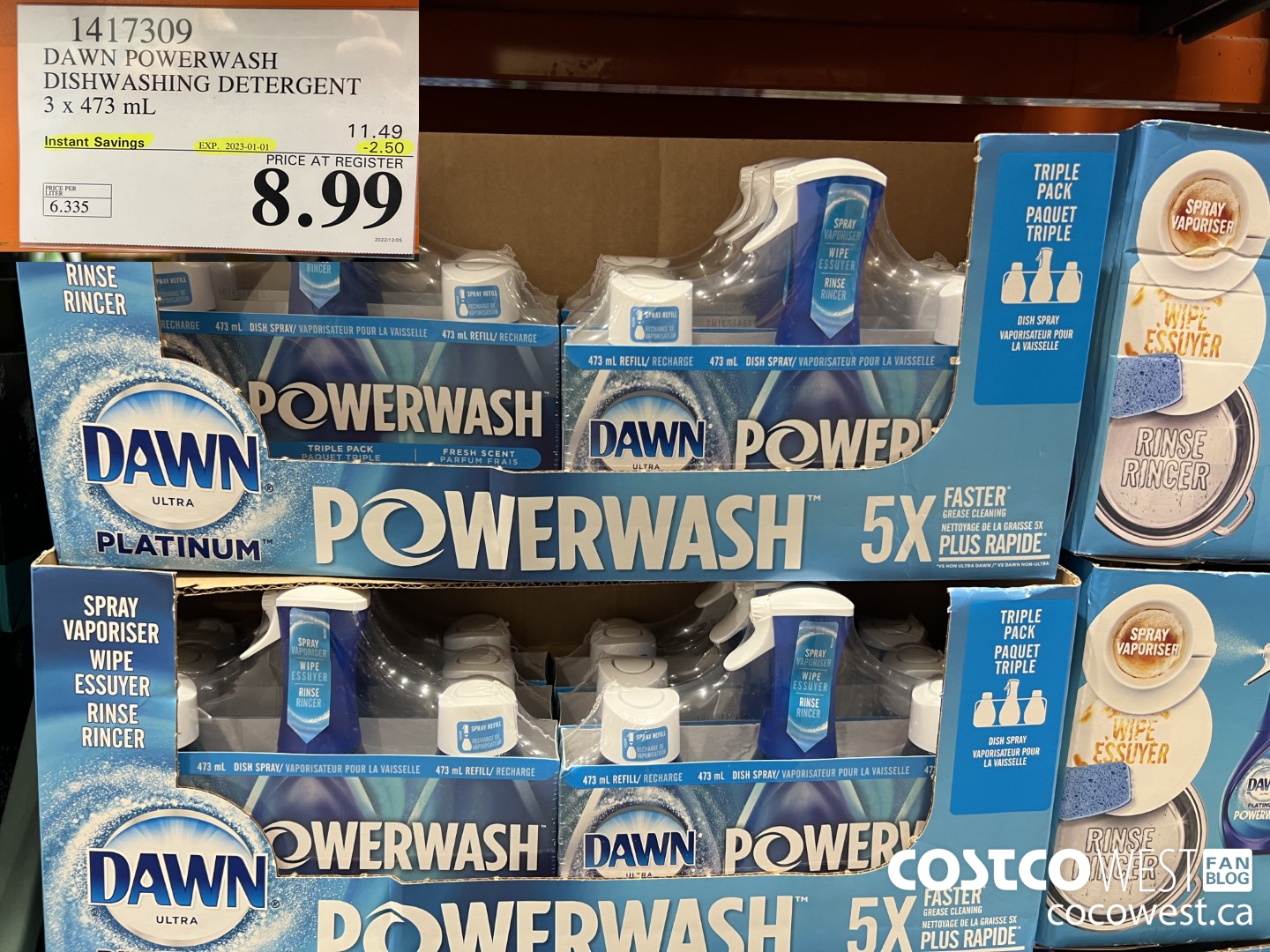 1417309 DAWN POWERWASH DISHWASHING DETERGENT 3 x 473 mL ($2.50 INSTANT SAVINGS EXPIRES ON 2023-01-01) $8.99