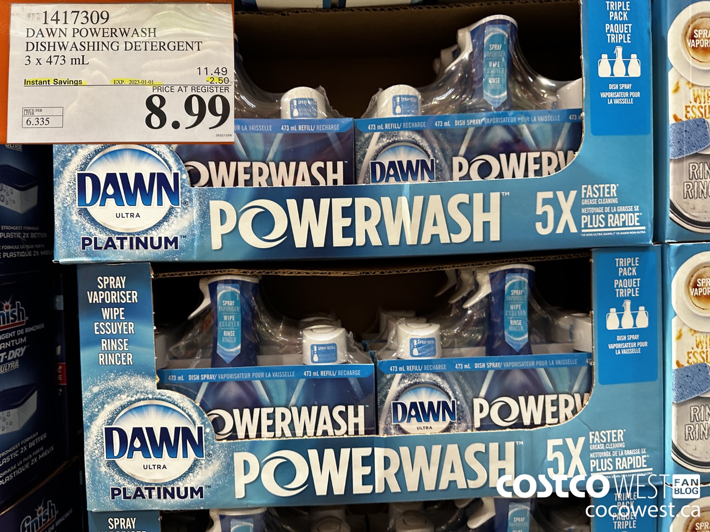 1417309 DAWN POWERWASH DISHWASHING DETERGENT 3 x 473 mL ($2.50 INSTANT SAVINGS EXPIRES ON 2023-01-01) $8.99