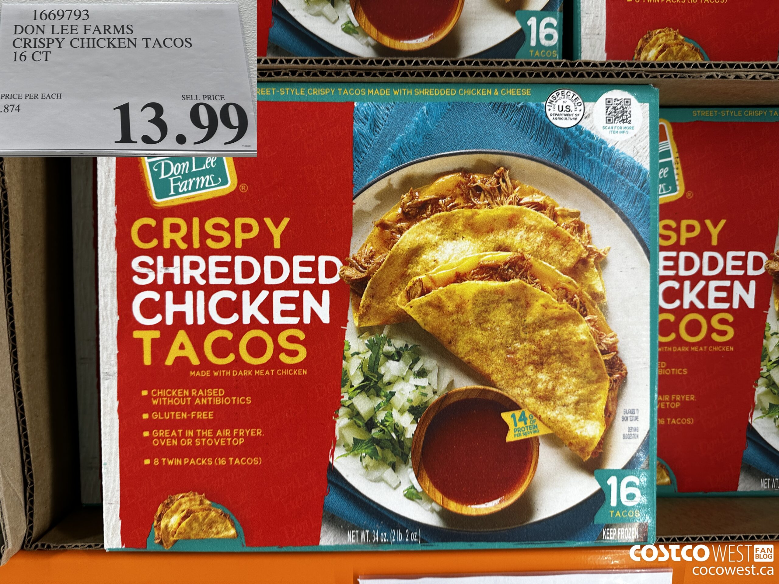 1669793 DON LEE CRISPY CHICKEN TACOS 16 CT $13.99