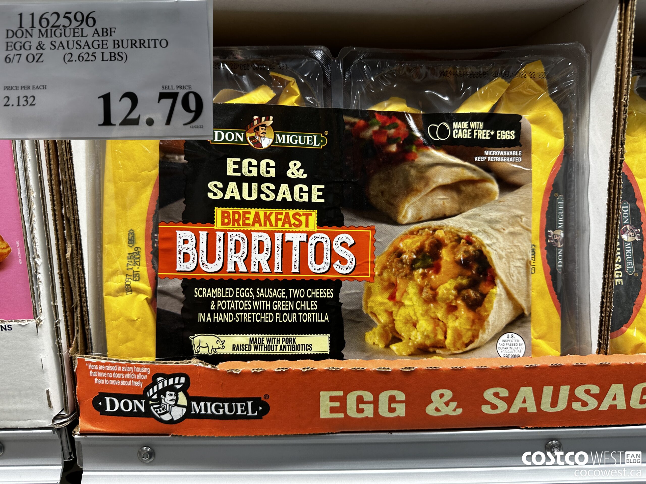 1162596 DON MIGUEL ABF EGG & SAUSAGE BURRITO 6/7 OZ (2.625 LBS) $12.79