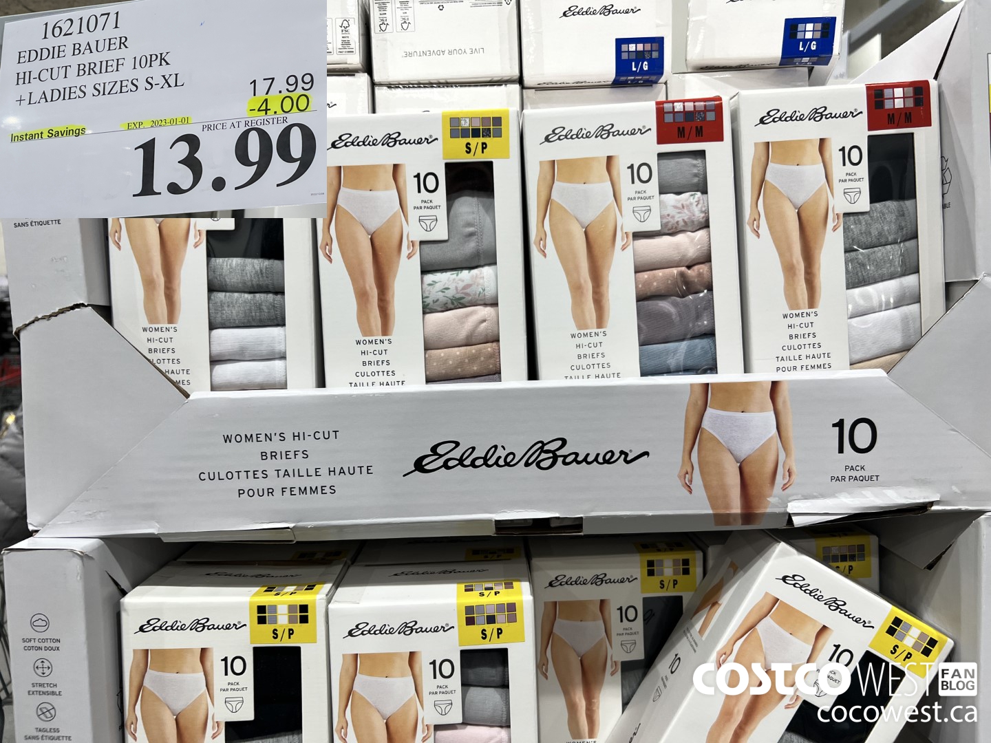 1621071 EDDIE BAUER HI-CUT BRIEF 10PK LADIES SIZES S-XL ($4.00 INSTANT SAVINGS EXPIRES ON 2023-01-01) $13.99