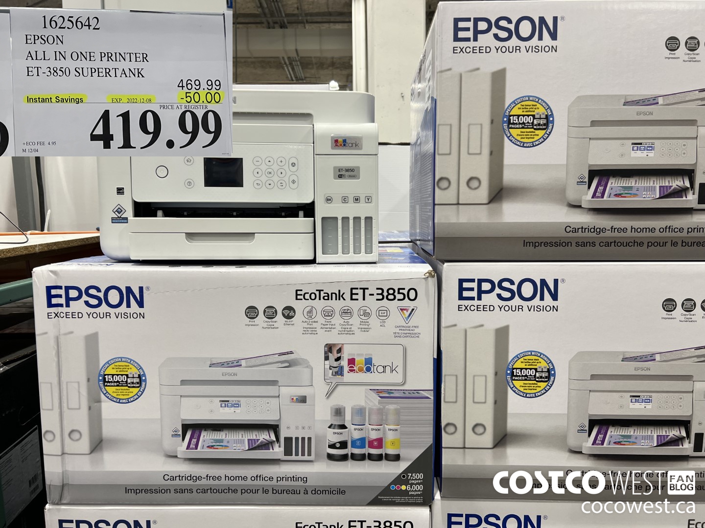 1625642 EPSON ALL IN ONE PRINTER ET-3850 Supertank ($50.00 INSTANT SAVINGS EXPIRES ON 2022-12-08) $419.99