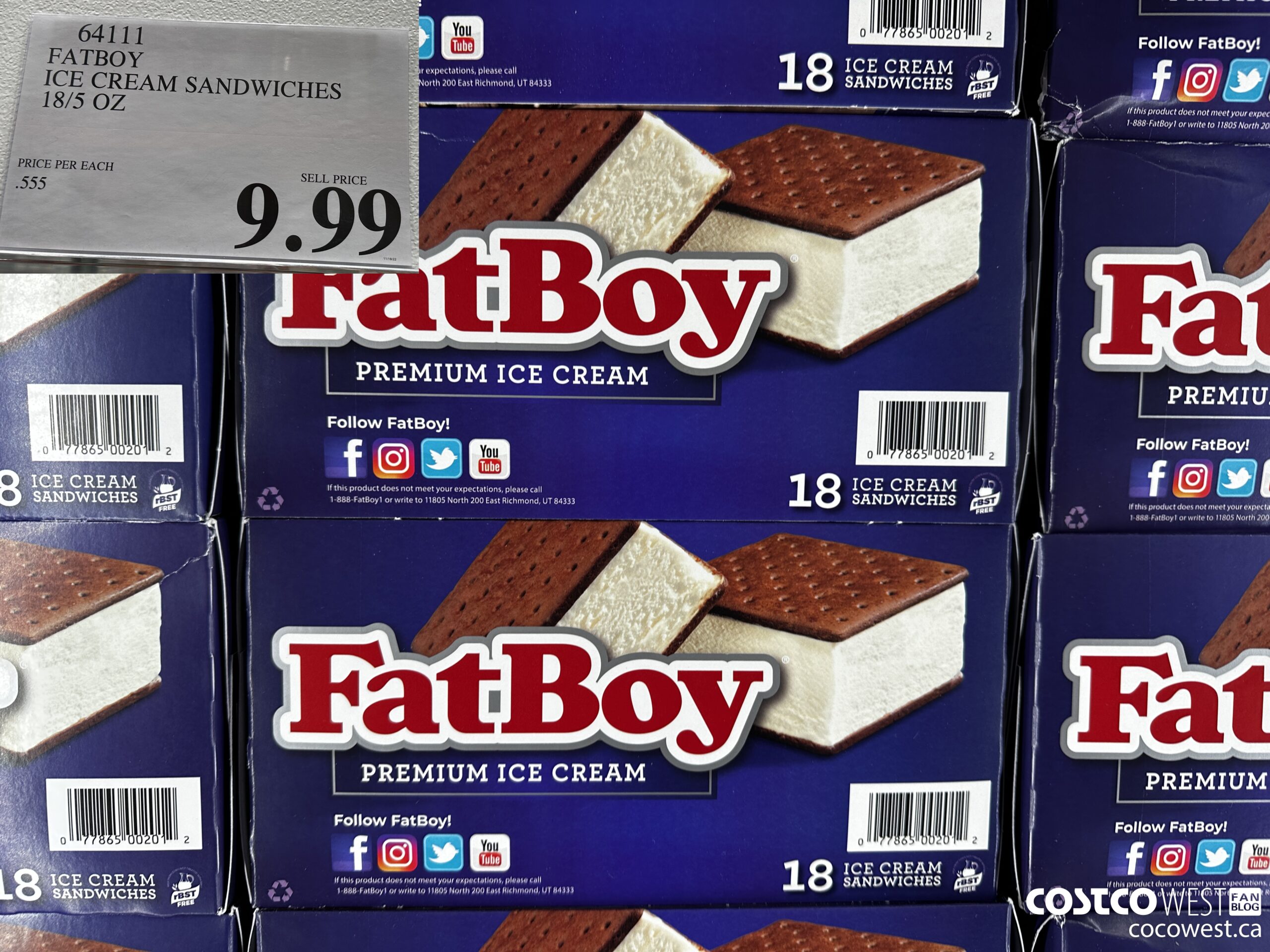 64111 FATBOY ICE CREAM SANDWICHES 18/5 OZ $9.99