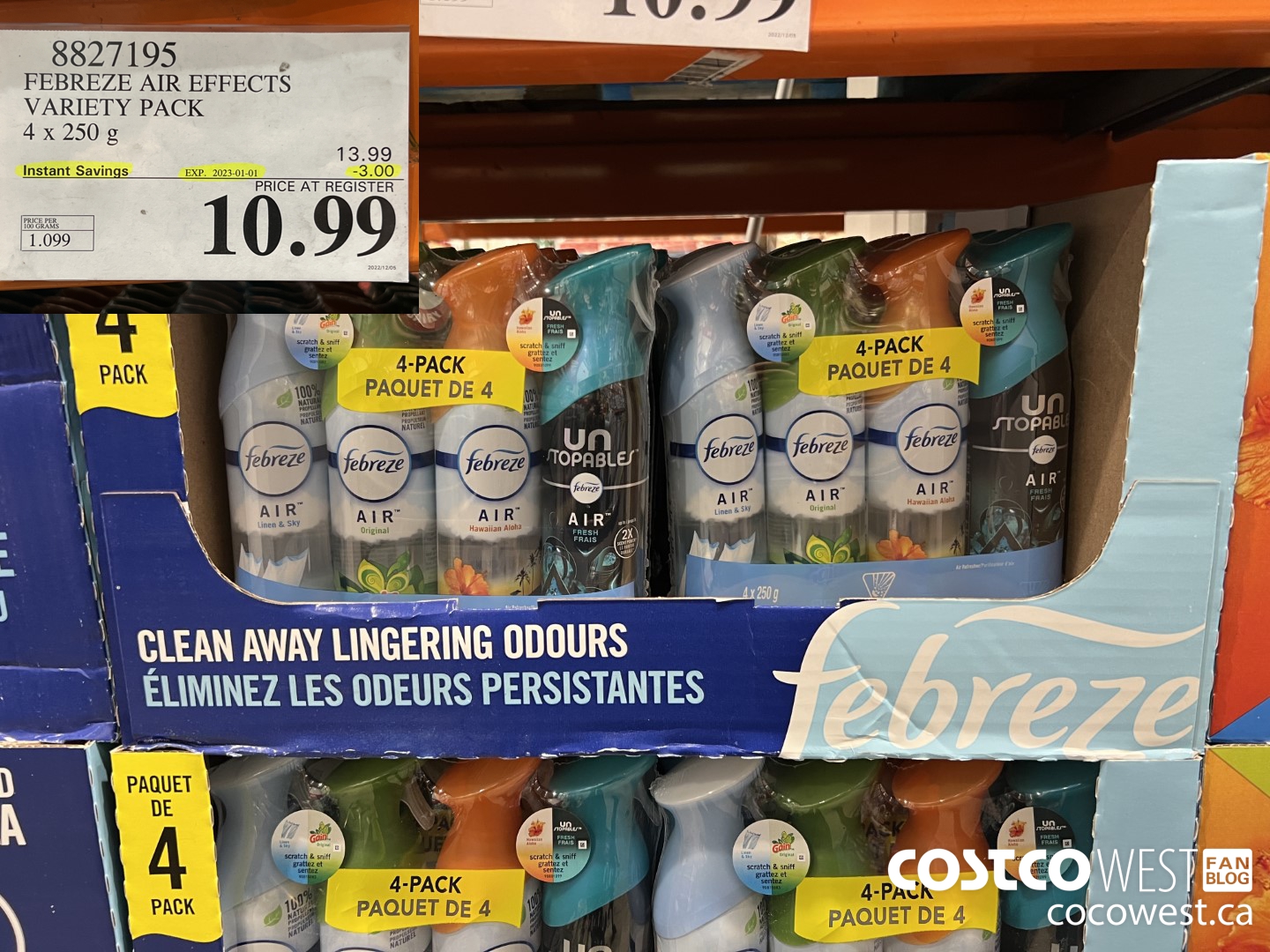 8827195 FEBREZE AIR EFFECTS VARIETY PACK 4 x 250 g ($3.00 INSTANT SAVINGS EXPIRES ON 2023-01-01) $10.99