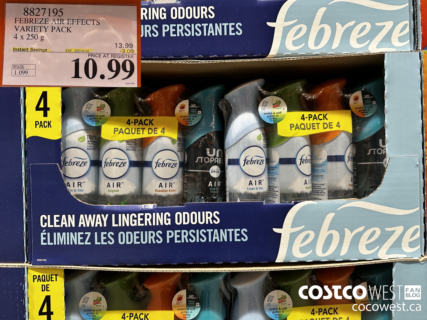 8827195 FEBREZE AIR EFFECTS VARIETY PACK 4 x 250 g ($3.00 INSTANT SAVINGS EXPIRES ON 2023-01-01) $10.99